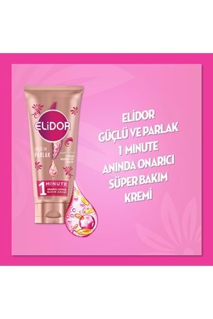 Elidor 1 Minute Onarıcı Süper Saç Bakım Kremi Güçlü ve Parlak 170 ml
