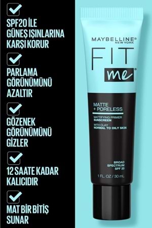 Maybelline New York Fit Me Matte & Poreless Matlaştırcı Makyaj Bazı