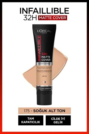 Loreal Paris Infaillible 32h Matte Cover Yüksek Kapatıcı Fondöten - 175 Soğuk Alt Ton