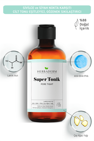 Herbaderm Pore Tight Sivilce, Siyah Nokta Karşıtı Super Tonik Laktik Asit %7