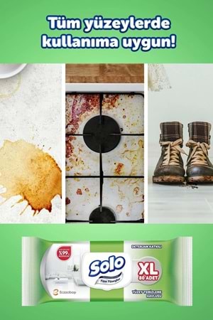 Solo Tüm Yüzeyler Islak Temizleme Havlusu Xl 80 Yaprak