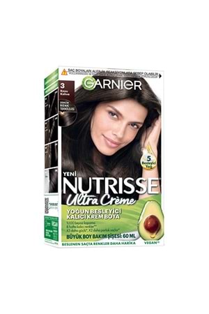 Garnier Nutrisse Yoğun Besleyici Kalıcı Krem Saç Boyası 3 Koyu Kahve 160 ml