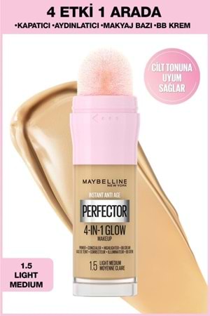 Maybelline New York Instant Perfector Glow 4 Etki 1 Arada Fondöten- 1.5 Light Medium 20 Ml