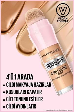 Maybelline New York Instant Perfector Glow 4 Etki 1 Arada Fondöten- 01 Light