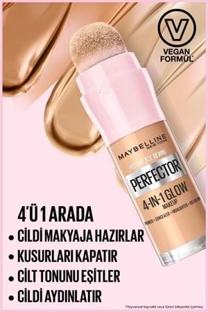 Maybelline New York Instant Perfector Glow 4 Etki 1 Arada Fondöten- 00 Fair Light 20 Ml