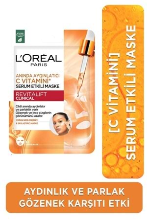 Loreal Paris Revitalift Clinical Anında Aydınlatıcı C Vitamini Serum Etkili Maske