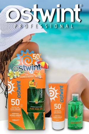 Ostwint SPF 50+ Güneş Kremi 100 ml E Vitaminli + Aloe Vera Jel 100 ml Hediyeli
