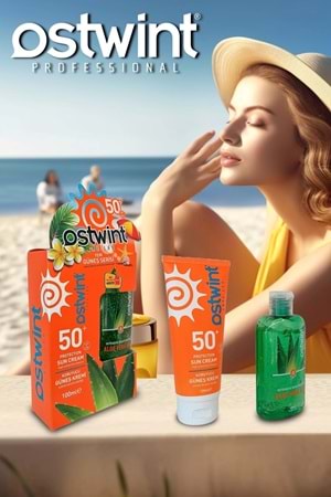 Ostwint SPF 50+ Güneş Kremi 100 ml E Vitaminli + Aloe Vera Jel 100 ml Hediyeli