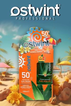 Ostwint SPF 50+ Güneş Kremi 100 ml E Vitaminli + Aloe Vera Jel 100 ml Hediyeli