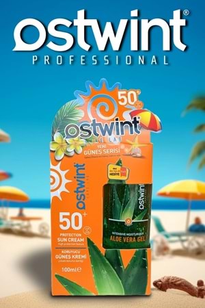 Ostwint SPF 50+ Güneş Kremi 100 ml E Vitaminli + Aloe Vera Jel 100 ml Hediyeli