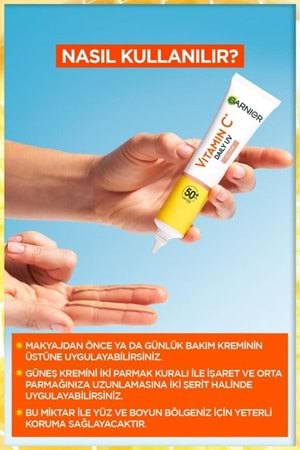 Garnier C Vitamini Parlak Günlük Uv Korumalı Güneş Yüz Kremi Spf50 Işıltılı Doku 40ml