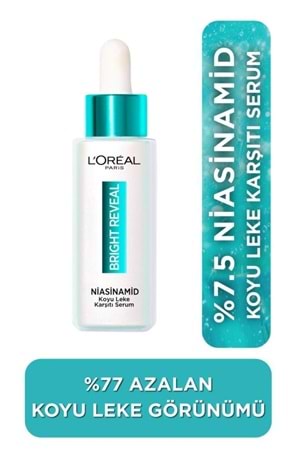 Loreal Paris Bright Reveal Sivilce, Güneş, Yaşlanma Lekelerinde Etkili Koyu Leke Karşıtı Serum 10% Niasinamid