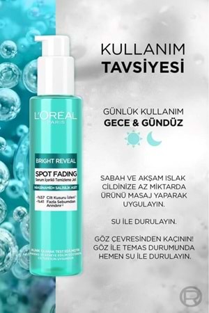 Loreal Paris Bright Reveal Cilt Kusuru İzi Karşıtı, Serum İçerikli Temizleme Jeli Niasinamid+Salisilik Asit 150ml