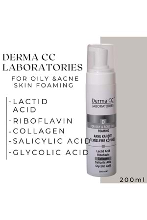 Derma CC Laboratories For Oıly & Acne Skın Foamıng - Akne Karşıtı Cilt Temizleme Köpüğü 200 Ml