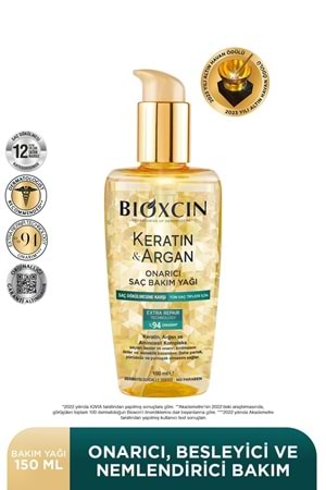 Bioxcin Keratin & Argan Onarıcı Saç Bakım Yağı 150 ml Yıpranmış ve Hasar Görmüş Saçlar