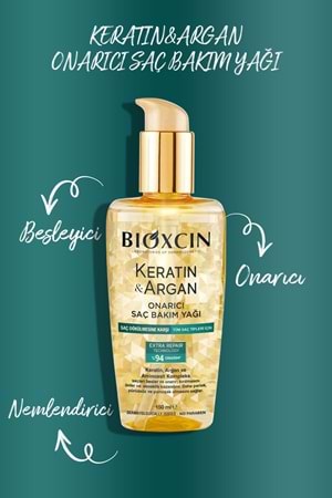 Bioxcin Keratin & Argan Onarıcı Saç Bakım Yağı 150 ml Yıpranmış ve Hasar Görmüş Saçlar
