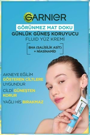 Garnier Saf Ve Temiz Bha Niasinamid Günlük Güneş Koruyucu Fluid Yüz Kremi Spf50 40ml