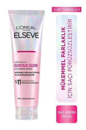 Loreal Paris Elseve Glycolic Gloss Mükemmel Parlaklık için Pürüzsüzleştirici Saç Kremi 150ml