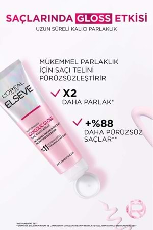 Loreal Paris Elseve Glycolic Gloss Mükemmel Parlaklık için Pürüzsüzleştirici Saç Kremi 150ml