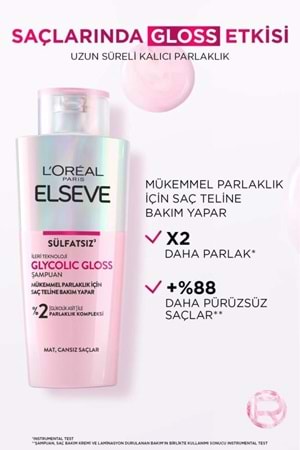Loreal Paris Elseve Glycolic Gloss Mükemmel Parlaklık için Bakım Yapan Şampuan 200ml