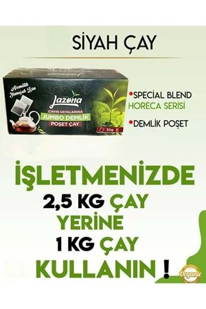 Lazona Jumbo Demlik Poşet Siyah Çay 30 gr. 50'li