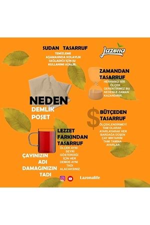 Lazona Jumbo Demlik Poşet Siyah Çay 30 gr. 50'li