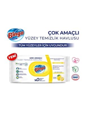 Bingo Yüzey Temizleme Havlusu Limon Kokulu 96 Adetli 1 Paket