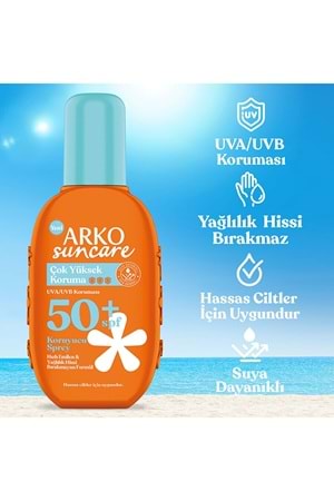 Arko Suncare Spf50 Çok Yüksek Korumalı Vücut Güneş Spreyi 200 ml