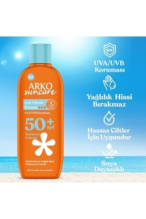 Arko Suncare Spf50 Çok Yüksek Korumalı Vücut Güneş Losyonu 200 ml