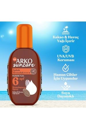 Arko Suncare Spf6 Bronzlaştırıcı Güneş Yağı Sprey 220 ml