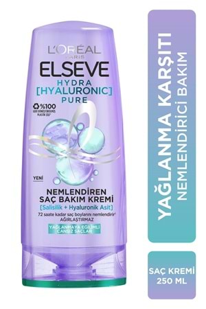Loreal Paris Elseve Hydra [hyaluronic] Pure Salisilik Asit Içeren Yağlanma Karşıtı Nemlendirici Saç Kremi 250ml