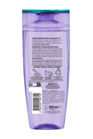 Loreal Paris Elseve Hydra [hyaluronic] Pure Salisilik Asit Içeren Yağlanma Karşıtı Arındırıcı Şampuan 300ml