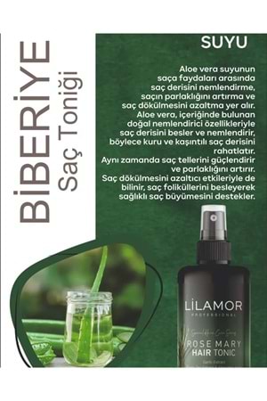 Lilamor Biberiye Suyu Dökülme Karşıtı ve Hızlı Uzamaya Yardımcı Tonik 250ml
