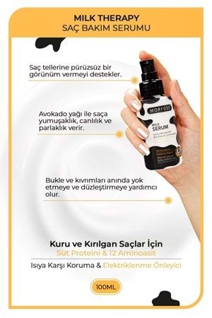 Morfose Milk Therapy Keratin Saç Serumu 100 Ml-yıpranmış Saçları Onarıcı, Yumuşak Ve Canlı Saçlar