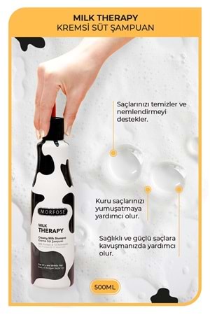 Morfose Milk Therapy Şampuan 500 ml - Süt Proteinli, Onarıcı, Besleyici Etki