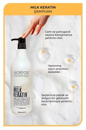 Morfose Milk Therapy Keratin Saç Bakım Şampuanı 1000 ml - Saç Dökülmesi Önleyici, Besleyici, Koruyucu Etki