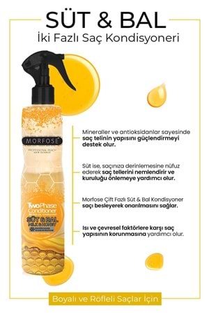 Morfose Boyalı ve Röfleli Saçlar İçin Çift Fazlı Süt & Bal Fön Suyu 400 ml