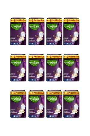 Molped SuperNight Gece Dev Ultra Hijyenik Bariyer Koruma Eko 22'Li x 12 Paket - 1 Koli 264 Adet Ped
