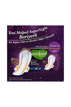 Molped SuperNight Gece Dev Ultra Hijyenik Bariyer Koruma Eko 22'Li x 12 Paket - 1 Koli 264 Adet Ped