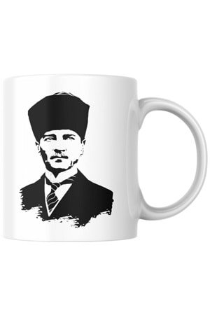 Win Ovro Premium Ultra Beyaz Porselen Kupa Bardak Çift Yönlü Baskılı - Atatürk