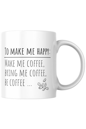 Win Ovro Premium Ultra Beyaz Porselen Kupa Bardak Çift Yönlü Baskılı - Coffee Happy