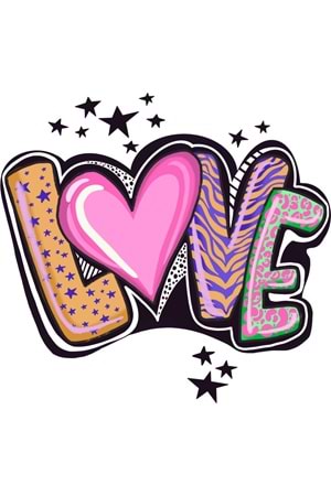 Win Ovro Premium Ultra Beyaz Porselen Kupa Bardak Çift Yönlü Baskılı - Love Yazı Desenli Renkli