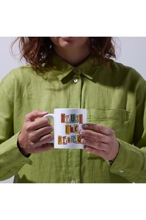 Win Ovro Premium Ultra Beyaz Porselen Kupa Bardak Çift Yönlü Baskılı - Trust The Process