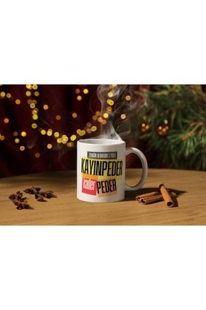 Win Ovro Premium Ultra Beyaz Porselen Kupa Bardak Çift Yönlü Baskılı - Kader Peder Kayınpeder