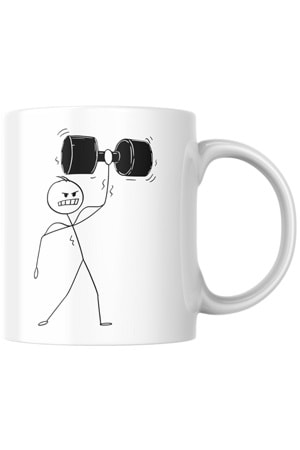 Win Ovro Premium Beyaz Porselen Hediye Kupa Bardak Çift Yönlü Baskı - Çizgiyle Anlat Çöp Adam Body