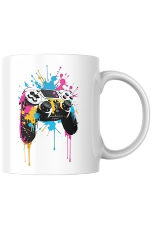 Win Ovro Premium Beyaz Porselen Hediye Kupa Bardak Çift Yön Baskı - Game Joystick Console Kol PS