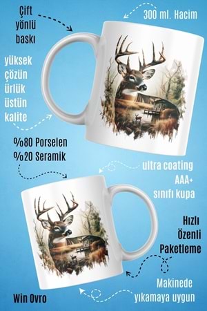 Win Ovro Premium Beyaz Porselen Hediye Kupa Bardak Çift Yön Baskı - Doğa ve Asaleti