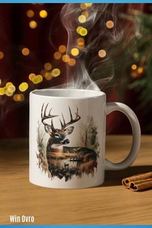 Win Ovro Premium Beyaz Porselen Hediye Kupa Bardak Çift Yön Baskı - Doğa ve Asaleti