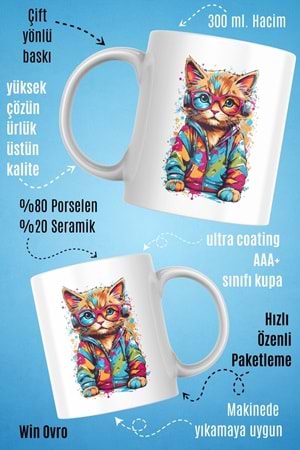 Win Ovro Premium Beyaz Porselen Hediye Kupa Bardak Çift Yön Baskı - Sound Party Pati