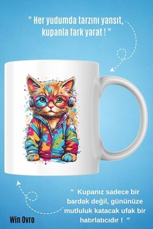 Win Ovro Premium Beyaz Porselen Hediye Kupa Bardak Çift Yön Baskı - Sound Party Pati